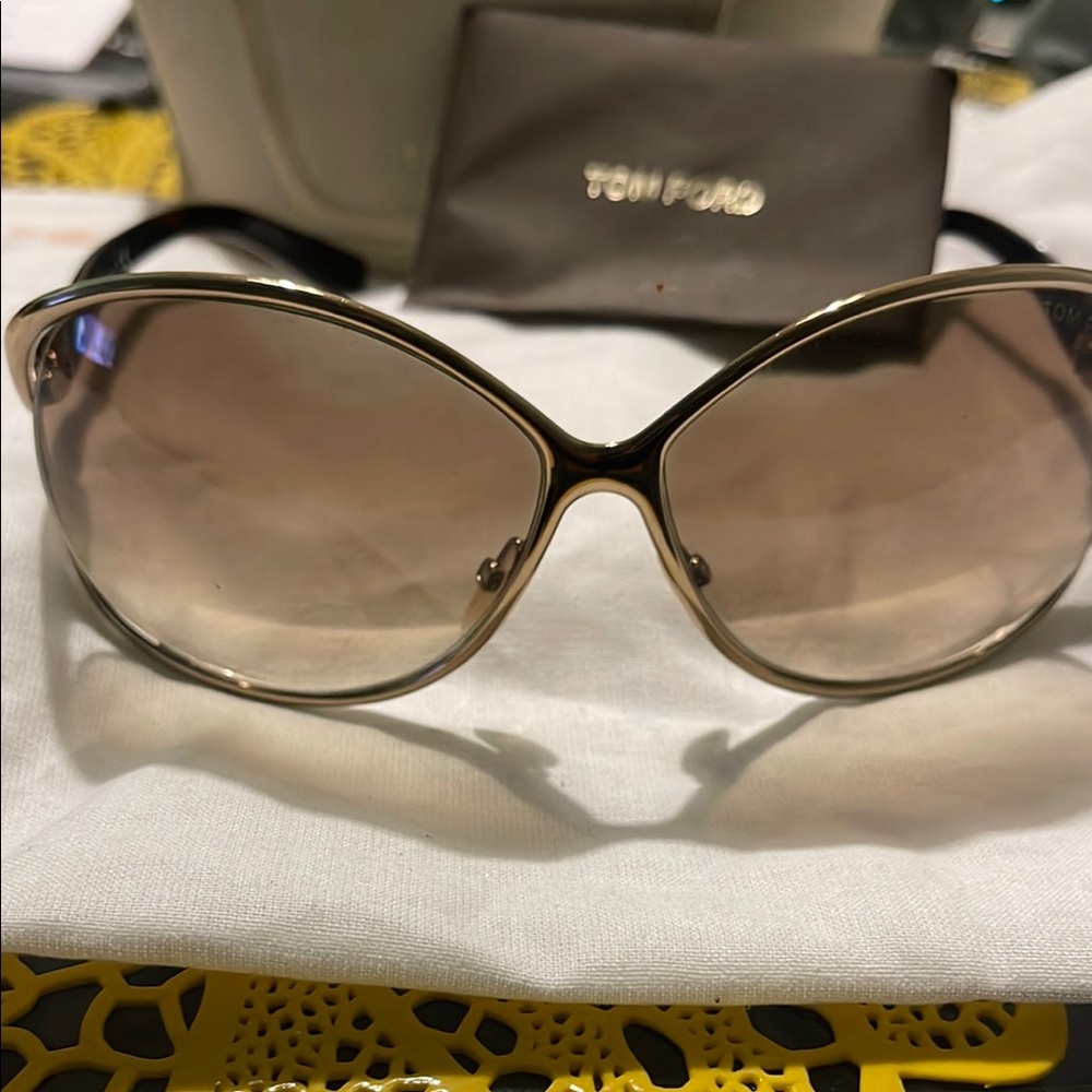 Tom Ford Brown Aviator Sunglasses with Gradient Lenses